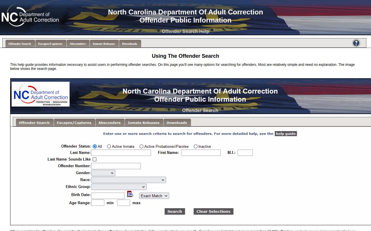 North Carolina OPI definitions for Onslow County post-release supervision status